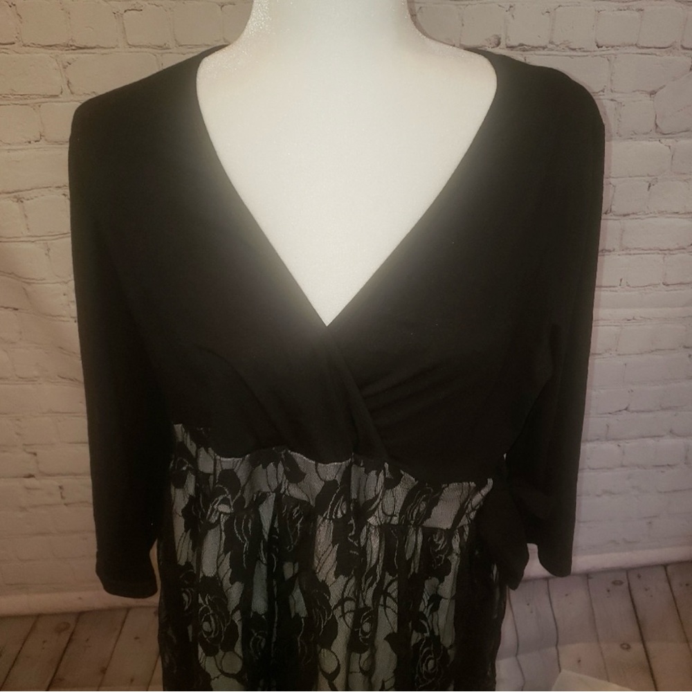 Black and nude lace top